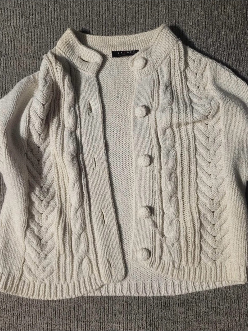 Axcess Cream Cable-Knit Button Cardigan